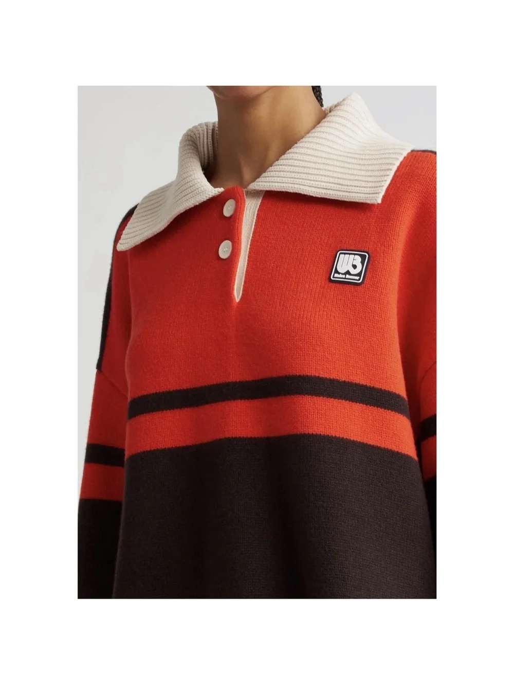 Wales Bonner Red, Black & Cream V-Neck Rugby Sweater